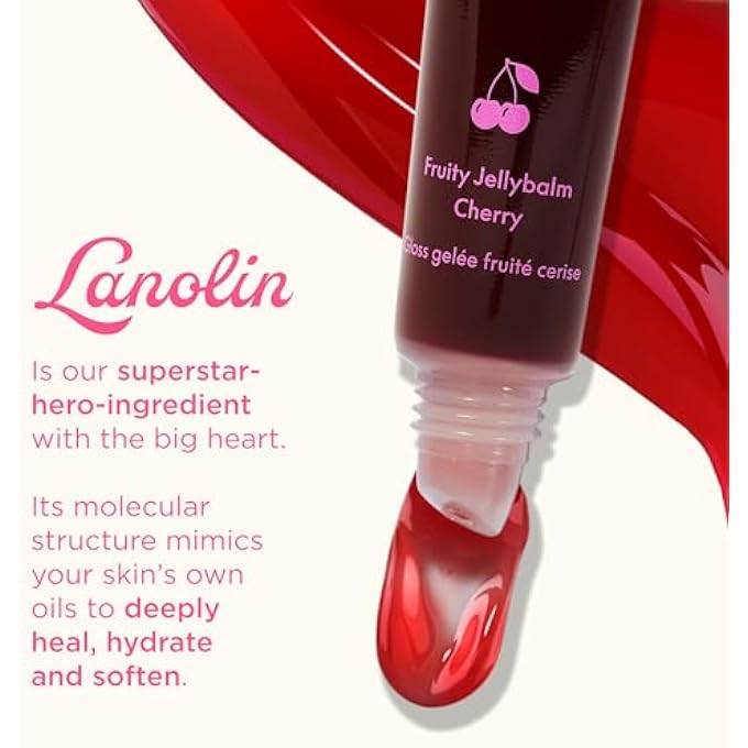 Lanolips FRUITY JELLYBALM, CHERRY - TINTED LIP BALM TO DEEPEN, BRIGHTEN & ENHANCE - MOISTURIZING LANOLIN LIP BALM & LIP GLOSS FOR EVERYDAY LIP CARE (10G / 0.35OZ) - Image 4
